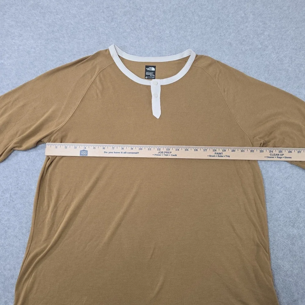 The North Face Shirt Mens XL Brown FlashDry Long Sleeve Henley Performance Top